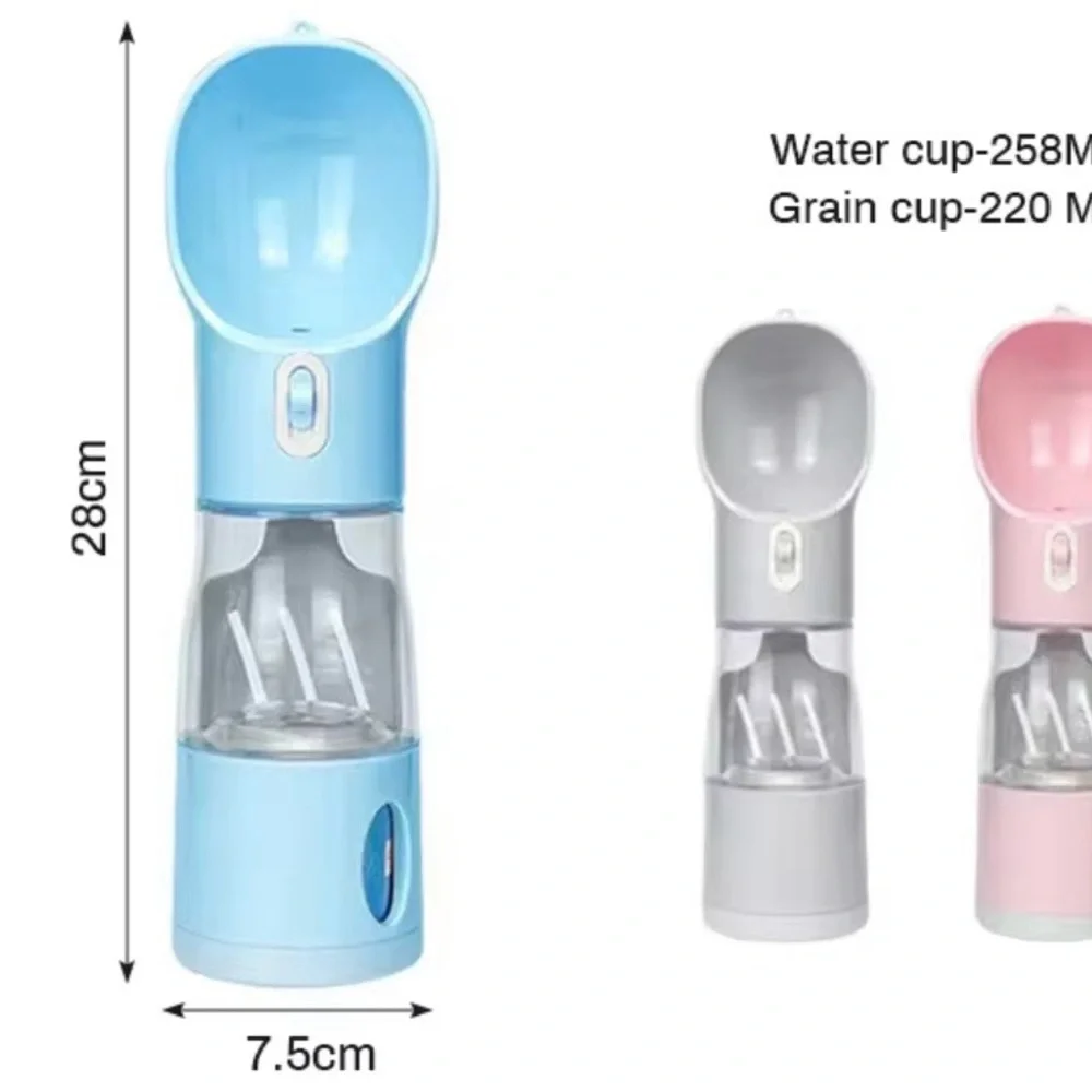 Portable Water Bottle with Built-In Bowl – Leakproof Travel Pet Dispenser 4 in 1